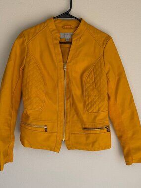 Marc New York Women’s Yellow Moto Jacket Size S Zip Front Quilted